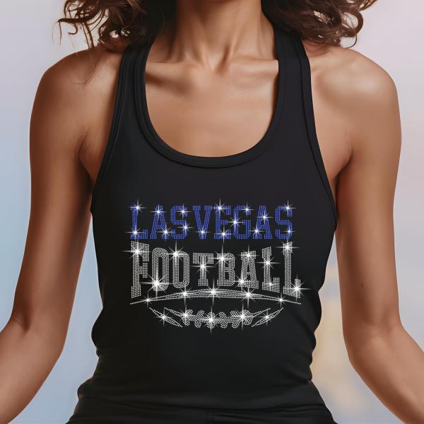 Las Vegas Football Rhinestone Shirt – Sparkling Fan Apparel! Stylish T-shirt, Sweatshirt, Hoodie, V-Neck, Perfect for Game Day & Team Pride