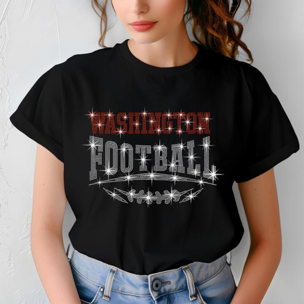 Washington Rhinestone Football, Game Day, Football Fan Shirt, Bling Team Trendy Shirt, Glitter Sunday Fashion, Game Day Chic Shirt