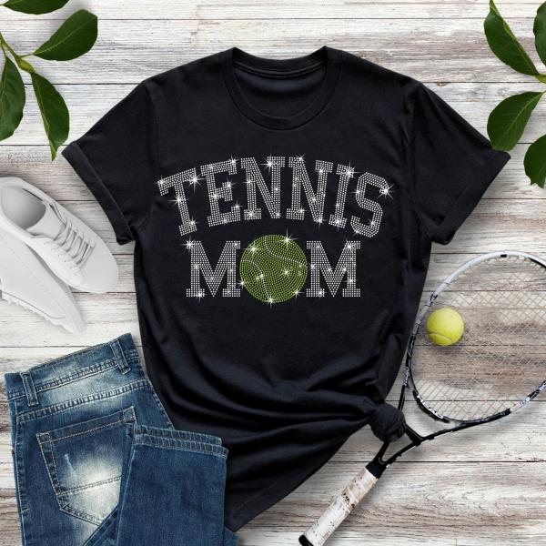 Tennis Mom Rhinestone T-Shirt, Tennis Shirt For Women, Sports Mom Apparel, Tennis Team Matching Sweatshirt, Fans Gift For Tennis Lover