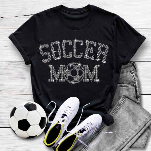 Cute Soccer Mom Rhinestone T-Shirt, Cute Mama Gift, Team Mascot Sweatshirt, Sports Parent Spirit Shirt, Players Game Day Hoodie Present