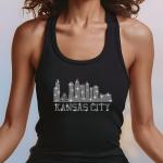 Kansas City Skyline Rhinestone Shirt – Stunning City Silhouette Tee with Sparkling Name Design, Perfect for Stylish Fans and City Lovers