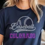 Colorado Baseball Rhinestone Shirt, Baseball Gift, Retro Sports Shirt, Game Day Tailgate Sport Shirt, Baseball Teams Favorite Fan T-shirt