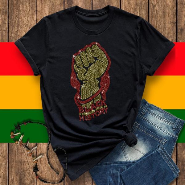 Black History Punch Rhinestone T-Shirt, Black Power Shirt, Black Lives Matter, Black History Vibes, African American Civil Rights