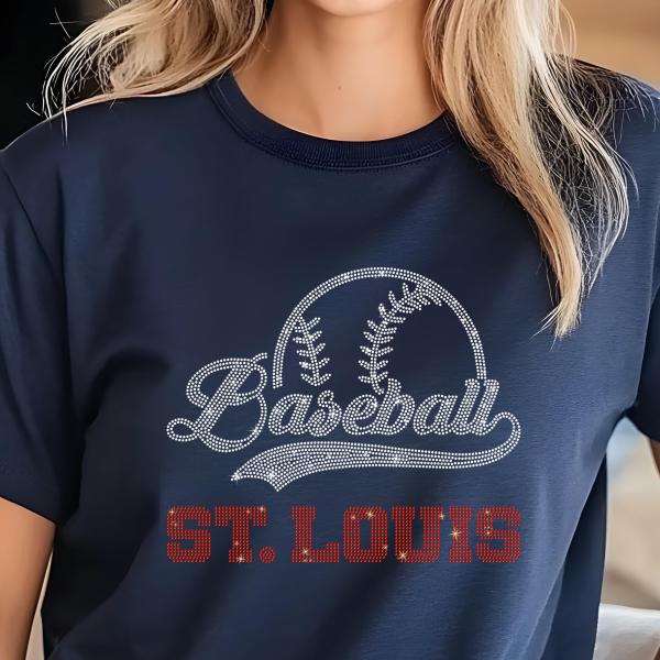 St. Louis Baseball Rhinestone Shirt, Gift for Baseball, Retro Sports Shirt, Game Day Tailgate Shirt, Baseball Teams Favorite Fan T-shirt