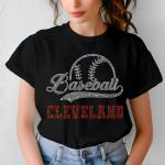 Cleveland Baseball Rhinestone Shirt, Gift for Baseball, Retro Sports Shirt, Game Day Tailgate Shirt, Baseball Teams Favorite Fan T-shirt