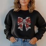 Christmas Bow Rhinestone Sweater, Cheering Party Shirt, Holiday Sweater, Xmas Gift, Merry Sweatshirt, New Year Tee, T-shirts Gift for Her