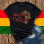 Black Is Beautiful With Map Rhinestone T-Shirt, African Map Silhouette Shirt, Pan-African Colors Tee, Black History Month, African Clothing