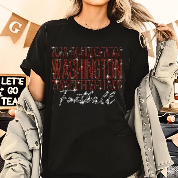 Washington Rhinestone Sparkling Gameday T-Shirt, Football Team Unisex Shirt Gift, Christmas Cute Game Day Shirt Gift For Her or Him