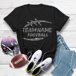 Custom Football Team Name Football Rhinestone T-Shirt, Customized Sports Shirt, Customizable Team Jersey, Customized Cheer Mom Tee-Shirt