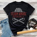 Customizable Team Name Baseball Rhinestone T-Shirt, Gameday Customized Sports Shirt, Custom Team Name Tee-Shirt, Custom Gift for Best Friend