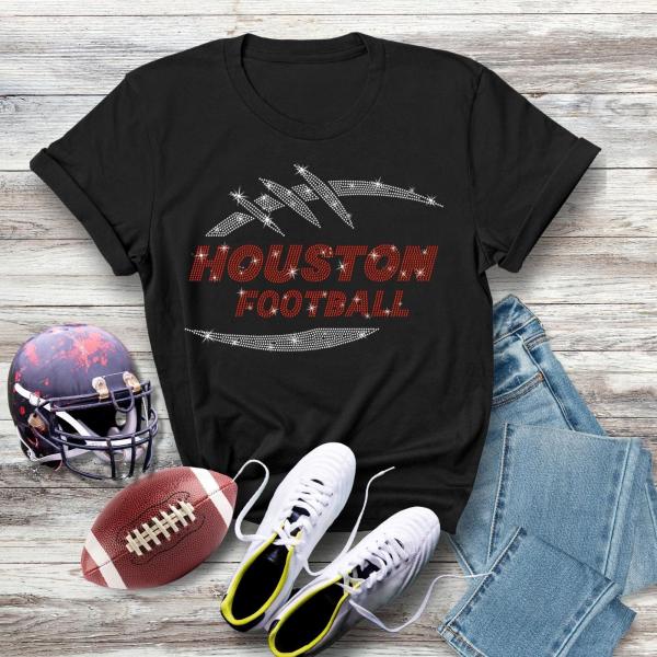 Houston Game Day Rhinestone T-Shirt, Football Fan Shirt, Retro Football Season Shirt, Team Spirit Shirt, Vintage Inspired Sweatshirt