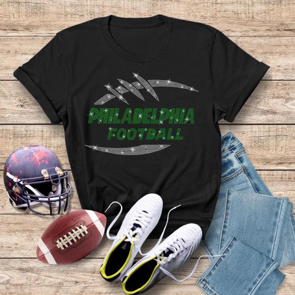 Philadelphia Game Day Rhinestone T-Shirt, Comfy Football Shirt, Game Day Mascot Tee Shirt, Sundays Outfit  for Sports Lovers, Tailgate Top