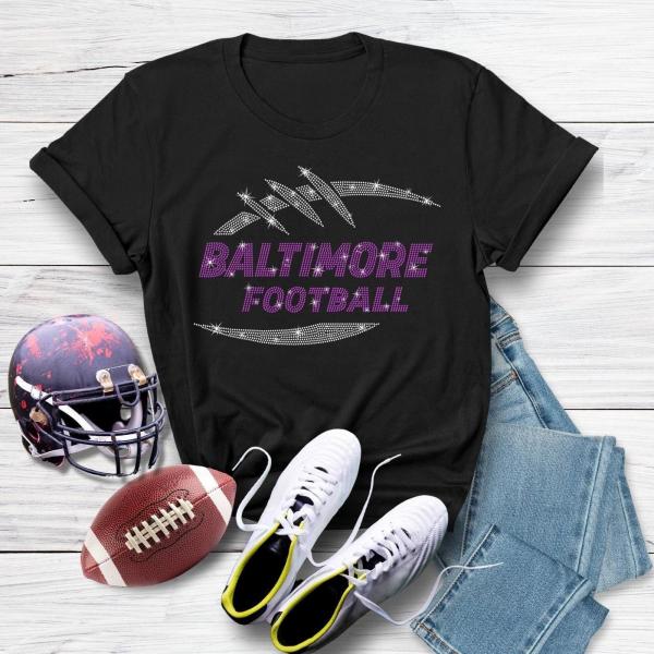 Baltimore Game Day Rhinestone T-Shirt, Football Sunday Shirt, Favorite Fan Sweatshirt, Sports Unisex Tee, Super Bowl Football Boyfriend Gift