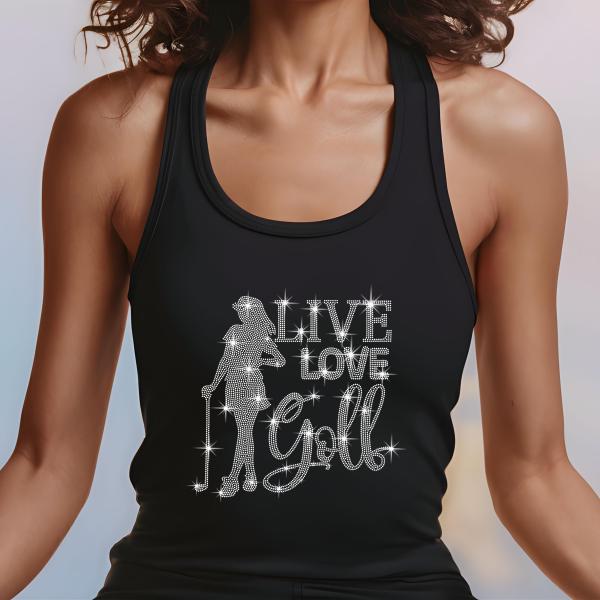 Golf Player Girl Rhinestone T-shirts, Holiday Shirt, Golf Apparel, Gift for Friends, Casual Chic Fashion, Gift for Her, V-neck, Sweatshirt