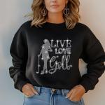Golf Player Girl Rhinestone T-shirts, Holiday Shirt, Golf Apparel, Gift for Friends, Casual Chic Fashion, Gift for Her, V-neck, Sweatshirt