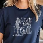 Golf Player Girl Rhinestone T-shirts, Holiday Shirt, Golf Apparel, Gift for Friends, Casual Chic Fashion, Gift for Her, V-neck, Sweatshirt