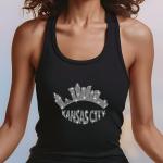 Kansas City Skyline Rhinestone Retro T-Shirt – Football City Silhouette Tee with Sparkling Name Design, Perfect Gift for Her, Gift for Mom
