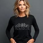 Atlanta Rhinestone T-Shirt, Sparkling City Skyline Tee, Women Casual Top, Glitter Georgia Pride Shirt, Travel Gift, Cityscape Design Outfit