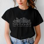 Birmingham Rhinestone T-Shirt, Sparkling City Skyline Tee, Women Casual Top, Alabama Pride Shirt, Travel Gift, Cityscape Design Outfit