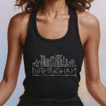 Birmingham Rhinestone T-Shirt, Sparkling City Skyline Tee, Women Casual Top, Alabama Pride Shirt, Travel Gift, Cityscape Design Outfit