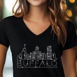 Buffalo Rhinestone T-Shirt, Sparkling City Skyline Tee, Women’s Casual Top, Glitter Buffalo Design, New York Pride Shirt, Unique Travel Gift