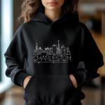 Charleston Rhinestone T-Shirt, Sparkling City Skyline Tee, Women’s Casual Top, Glitter Charleston Design, South Carolina Pride Shirt