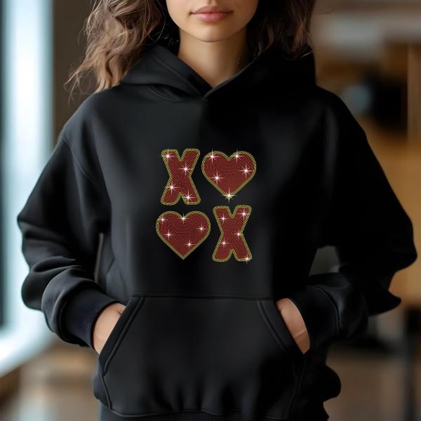 XOXO Heart Rhinestone T-Shirt, Sparkling Valentine’s Day Tee, Women’s Glitter Love Shirt, Romantic T-shirt, Unique Gift Idea, Gift for Her