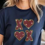 XOXO Heart Rhinestone T-Shirt, Sparkling Valentine’s Day Tee, Women’s Glitter Love Shirt, Romantic T-shirt, Unique Gift Idea, Gift for Her