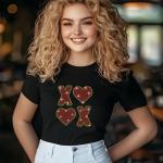 XOXO Heart Rhinestone T-Shirt, Sparkling Valentine’s Day Tee, Women’s Glitter Love Shirt, Romantic T-shirt, Unique Gift Idea, Gift for Her