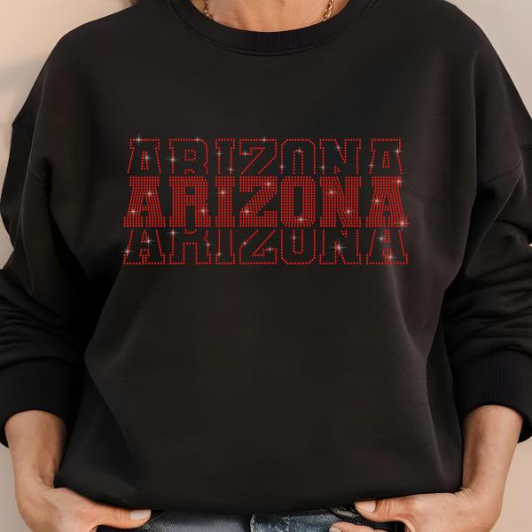 Arizona Rhinestone Football Shirt, Shine Bright and Show Your Team with This Stylish, High-Quality Design, Perfect for Game Days & Tailgates