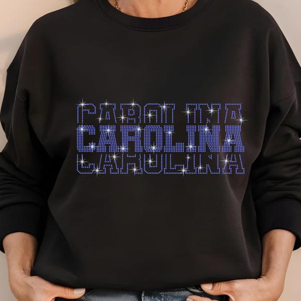 Carolina Rhinestone Football Shirt, Shine Bright and Show Your Team with This Stylish, High-Quality Design, Perfect for Game Days &Tailgates