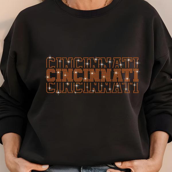 Cincinnati Rhinestone Football Shirt, Shine Bright and Show Your Team with This Stylish, Quality Design, Perfect for Game Days & Tailgates