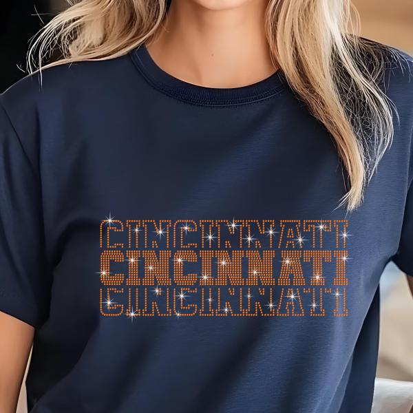 Cincinnati Rhinestone Football Shirt, Shine Bright and Show Your Team with This Stylish, Quality Design, Perfect for Game Days & Tailgates