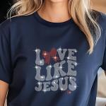 Love Like Jesus Rhinestone T-Shirt, Valentine’s Day Christian Tee, Sparkling Faith Shirt for Women, Religious Gift Idea, Gift for Her