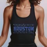 Houston Rhinestone Football Shirt, Shine Bright and Show Your Team with This Stylish, High-Quality Design, Perfect for Game Days & Tailgates