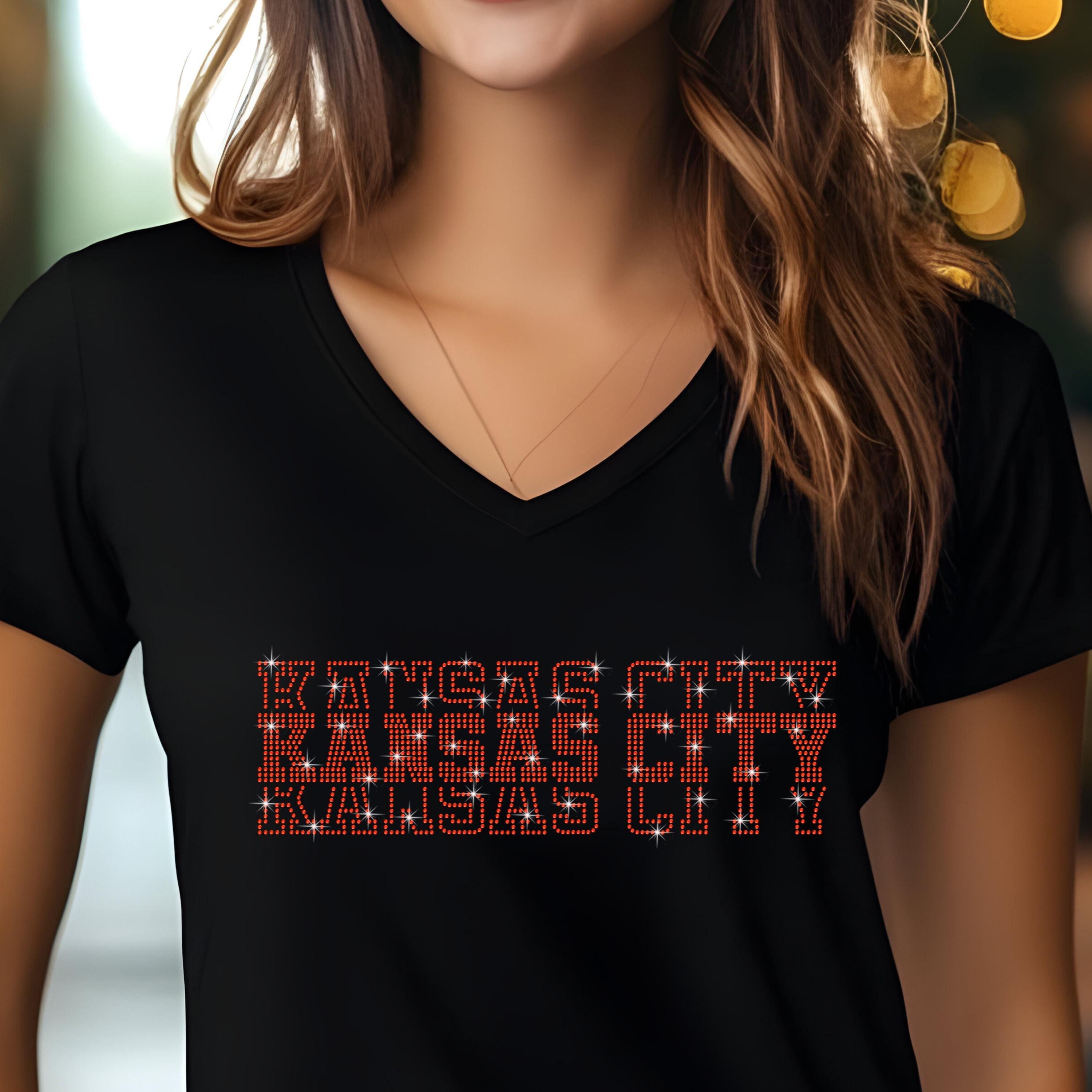 Kansas City Rhinestone Football Shirt, Shine Bright and Show Your Team with This Stylish, Quality Design, Perfect for Game Days & Tailgates