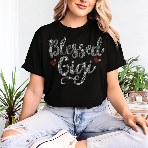 Retro Blessed Gigi Rhinestone T-Shirt, Cute Gigi Shirt, Gigi Designed Shirt Gift for Family, Gigi Thanksgiving Sweatshirt