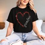 Grandma Heart Themed Rhinestone T-Shirt, Grandma Heart Shirt, Great Grandma Gift, Heart Designed Grandma Sweatshirt, Grandma Xmas Shirt