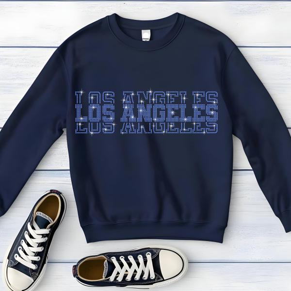 Los Angeles Rhinestone Football Shirt, Shine Bright and Show Your Team with This Stylish, Quality Design, Perfect for Game Days & Tailgates