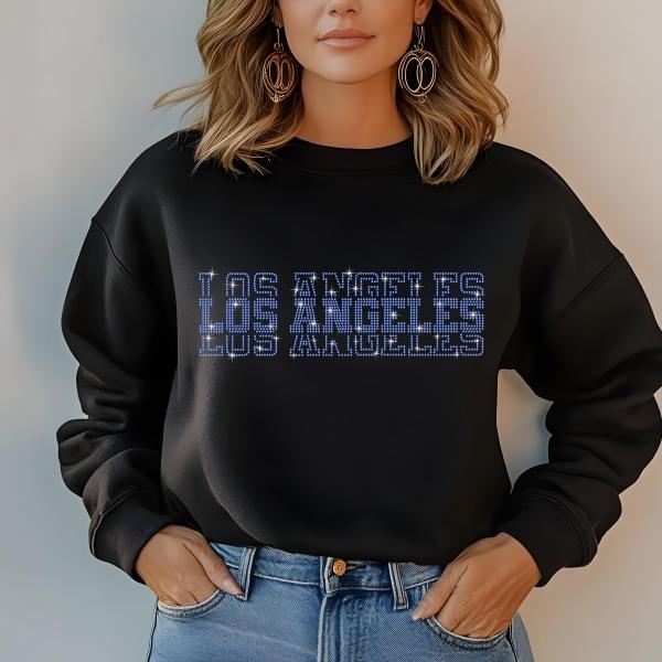 Los Angeles Rhinestone Football Shirt, Shine Bright and Show Your Team with This Stylish, Quality Design, Perfect for Game Days & Tailgates
