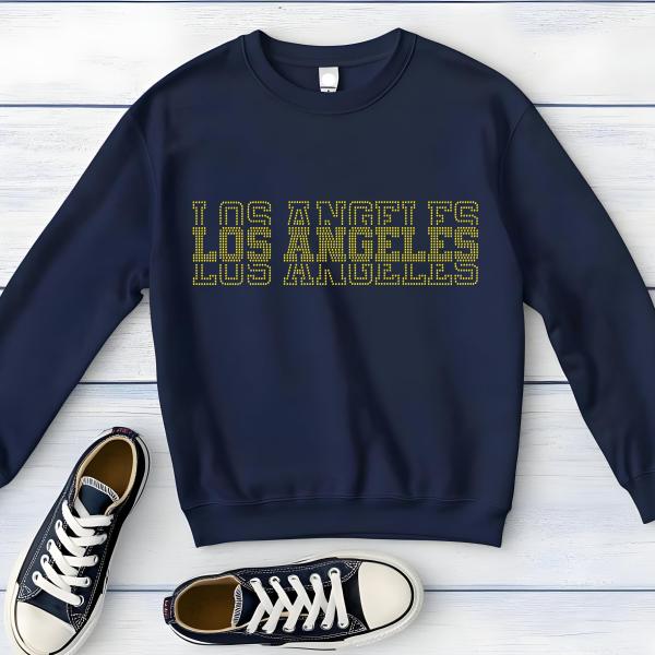 Los Angeles Rhinestone Football Shirt, Shine Bright and Show Your Team with This Stylish, Quality Design, Perfect for Game Days & Tailgates