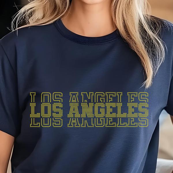 Los Angeles Rhinestone Football Shirt, Shine Bright and Show Your Team with This Stylish, Quality Design, Perfect for Game Days & Tailgates