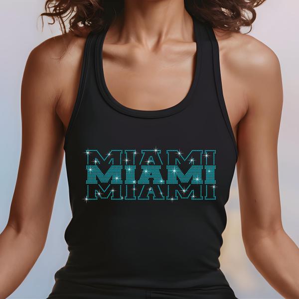 Miami Rhinestone Football Shirt, Shine Bright and Show Your Team with This Stylish, High-Quality Design, Perfect for Game Days & Tailgates