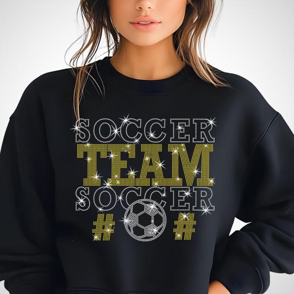 Personalized Soccer Team Name Rhinestone Shirt, Custom Soccer Tee, Soccer Mom, Custom Spirit Wear, Soccer Team Gift Shirt
