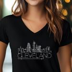 Cleveland Rhinestone T-Shirt, Sparkling City Skyline Tee, Women’s Casual Top, Glitter Ohio Design, Ohio Pride Shirt, Gift for Her