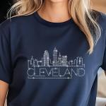 Cleveland Rhinestone T-Shirt, Sparkling City Skyline Tee, Women’s Casual Top, Glitter Ohio Design, Ohio Pride Shirt, Gift for Her