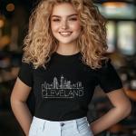Cleveland Rhinestone T-Shirt, Sparkling City Skyline Tee, Women’s Casual Top, Glitter Ohio Design, Ohio Pride Shirt, Gift for Her