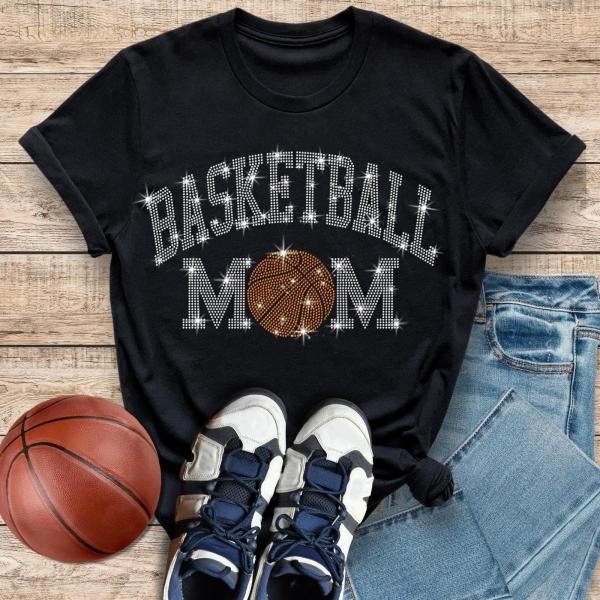 Basketball Mom Rhinestone T-Shirt, Game Day Sweatshirt, Basketball Lover Mama Shirt, Cheer Mom Tee Shirt, Sports Season Mom Gift