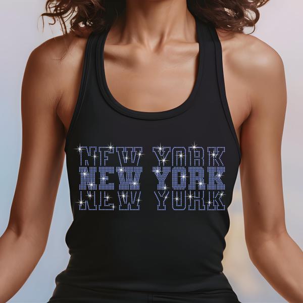 New York Rhinestone Football Shirt, Shine Bright and Show Your Team with This Stylish, HighQ-uality Design, Perfect for Game Days &Tailgates