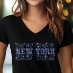 New York Rhinestone Football Shirt, Shine Bright and Show Your Team with This Stylish, HighQ-uality Design, Perfect for Game Days &Tailgates